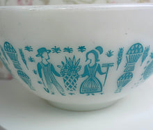 Load image into Gallery viewer, Blue Turquoise and White Pyrex Amish Butterprint Cinderella Mixing Bowls - Set of 4