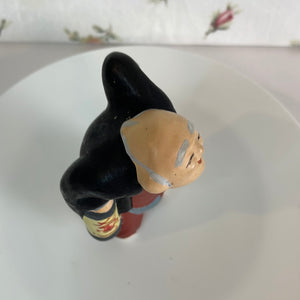 Vintage Japanese Hakata Urasaki Clay Doll Figurine - Old Man with a Lantern
