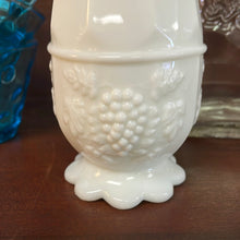 Load image into Gallery viewer, Vintage Westmoreland Milk Glass Swung Vase with Embossed Fruit Motif