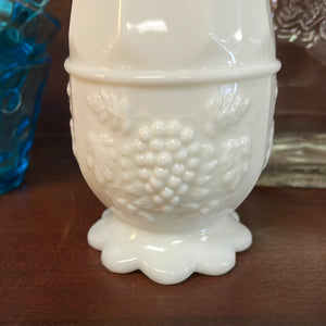 Vintage Westmoreland Milk Glass Swung Vase with Embossed Fruit Motif