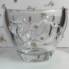 Load image into Gallery viewer, Vintage Teleflora Lead Crystal Bowl Vase with Engraved Hearts