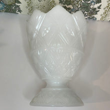 Load image into Gallery viewer, Vintage E.O. Brody White Milk Glass Sawtooth Edge, Star Pattern Vase
