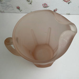 Vintage Pink Frosted Satin Patio Pitcher with Ice Lip by Tiara Exclusives Indiana Glass