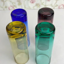 Load image into Gallery viewer, Vintage Round Bottom Shot Glasses, Set of 4 Multicolored Cordial Glasses