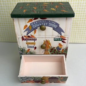 Jewelry Armoire - Harvest Time Country Store Fall Themed Mini Dresser Style Trinket Chest