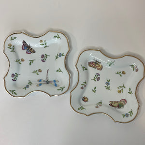Vintage I. Godinger & Co Primavera Butterfly/Botanical Gardens Square Bread Plates, Set of 2