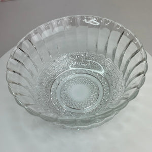 Kig Malaysia Glass Bowls with Fleur de Lis Pattern, Mid Century Glassware