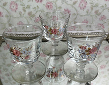 Load image into Gallery viewer, Vintage Floral Footed Juice Glasses/Sherbert Cups - Set of 3