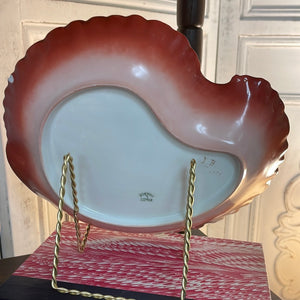 Haviland & Company Limoges France Rare Red, Pink and Gold Floral Candy Dish