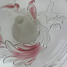 Load image into Gallery viewer, Vintage Mikasa Frosted Glass Pedestal Cake Platter with Peacock Relief