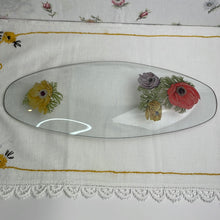 Load image into Gallery viewer, Vintage Chance Glass Fiestaware Anemone-Pattern Oval Glass Dish/Tray with Floral Design