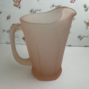 Vintage Pink Frosted Satin Patio Pitcher with Ice Lip by Tiara Exclusives Indiana Glass
