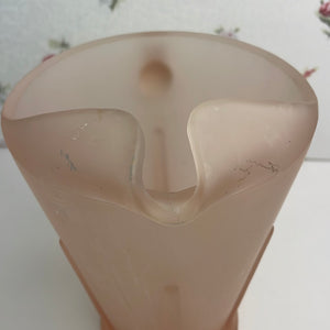 Vintage Pink Frosted Satin Patio Pitcher with Ice Lip by Tiara Exclusives Indiana Glass