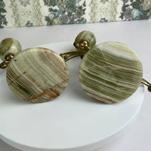 Load image into Gallery viewer, Vintage Onyx and Brass Candlestick Pair: Elegant Art Nouveau Home Decor Accent