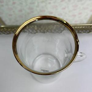 Vintage Blown Glass Mugs with Loop Handles and Gold Rim - Set of 6 Irish Coffee Mugs