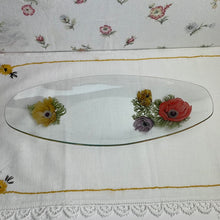 Load image into Gallery viewer, Vintage Chance Glass Fiestaware Anemone-Pattern Oval Glass Dish/Tray with Floral Design