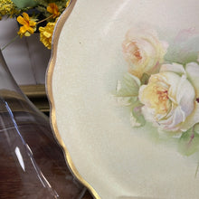 Load image into Gallery viewer, Large Hand Painted Scalloped Edge Floral Plate with gold Trim