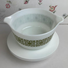 Load image into Gallery viewer, Pyrex Verde Square Green Flowers on White #473 Cinderella Handles Ovenware
