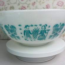 Load image into Gallery viewer, Blue Turquoise and White Pyrex Amish Butterprint Cinderella Mixing Bowls - Set of 4