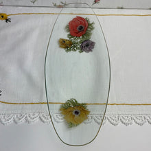 Load image into Gallery viewer, Vintage Chance Glass Fiestaware Anemone-Pattern Oval Glass Dish/Tray with Floral Design