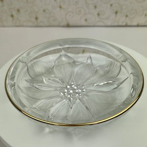 Vintage Mikasa Studio Nova Crystal Round Candy/Nut dish with Poinsettia Relief
