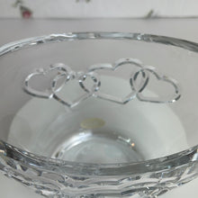 Load image into Gallery viewer, Vintage Teleflora Lead Crystal Bowl Vase with Engraved Hearts