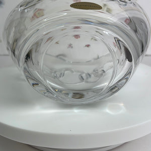 Vintage Teleflora Lead Crystal Bowl Vase with Engraved Hearts
