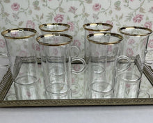 Load image into Gallery viewer, Vintage Blown Glass Mugs with Loop Handles and Gold Rim - Set of 6 Irish Coffee Mugs