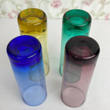 Load image into Gallery viewer, Vintage Round Bottom Shot Glasses, Set of 4 Multicolored Cordial Glasses
