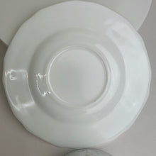 Load image into Gallery viewer, Vintage Milk Glass Teacup and Saucer Set, Grapes and leaves Harvest pattern, Indiana Glass