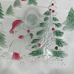 Mikasa Christmas tray, Holiday Landscape Footed Bon Bon with Wavy Edge