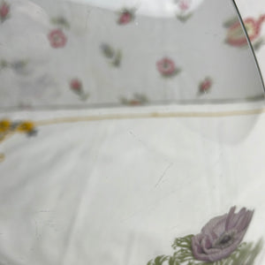 Vintage Chance Glass Fiestaware Anemone-Pattern Oval Glass Dish/Tray with Floral Design