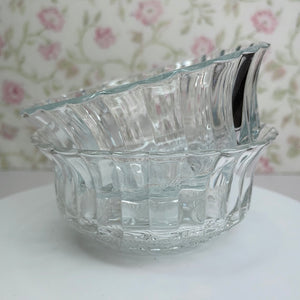 Kig Malaysia Glass Bowls with Fleur de Lis Pattern, Mid Century Glassware