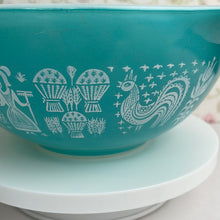 Load image into Gallery viewer, Blue Turquoise and White Pyrex Amish Butterprint Cinderella Mixing Bowls - Set of 4