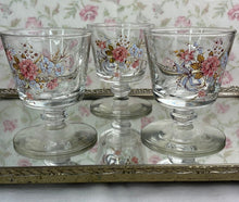Load image into Gallery viewer, Vintage Floral Footed Juice Glasses/Sherbert Cups - Set of 3