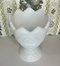 Load image into Gallery viewer, Vintage E.O. Brody White Milk Glass Sawtooth Edge, Star Pattern Vase