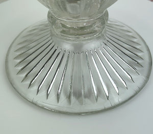 Vintage Jeannette Glass Iris and Herringbone Pattern Footed Flower Vase