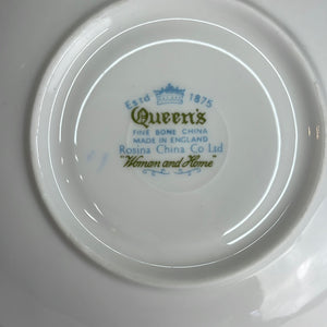Queen's Fine Bone China Blue Harebell Saucers, Rosina China Co and "Woman and Home", Sold Separately