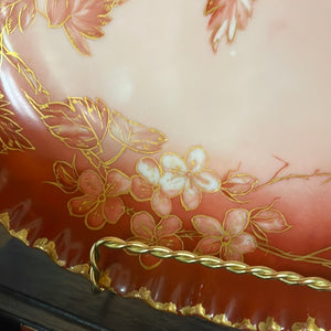 Haviland & Company Limoges France Rare Red, Pink and Gold Floral Candy Dish