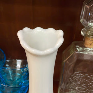 Vintage Westmoreland Milk Glass Swung Vase with Embossed Fruit Motif