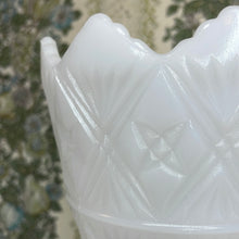 Load image into Gallery viewer, Vintage E.O. Brody White Milk Glass Sawtooth Edge, Star Pattern Vase