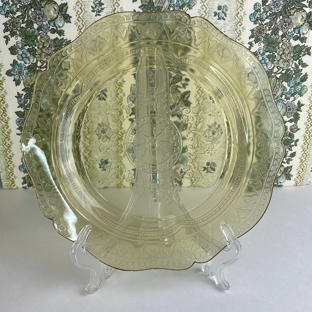 Vintage Yellow Depression Glass Federal Patrician Spoke Round Plate/Platter