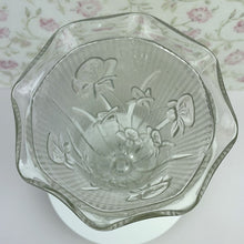 Load image into Gallery viewer, Vintage Jeannette Glass Iris and Herringbone Pattern Footed Flower Vase