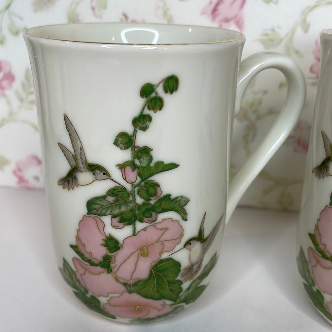 Vintage Hummingbird Mug by Otagiri Japan, Vintage Tea Mugs - Set of 2