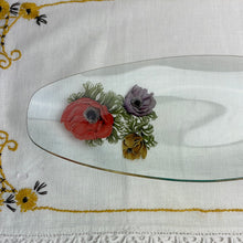 Load image into Gallery viewer, Vintage Chance Glass Fiestaware Anemone-Pattern Oval Glass Dish/Tray with Floral Design