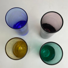 Load image into Gallery viewer, Vintage Round Bottom Shot Glasses, Set of 4 Multicolored Cordial Glasses