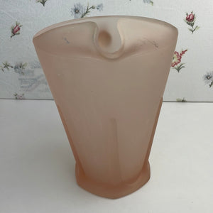 Vintage Pink Frosted Satin Patio Pitcher with Ice Lip by Tiara Exclusives Indiana Glass