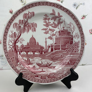 Spode Archive Collection Georgian Series 'Rome' Plate, Red/Cranberry and White Porcelain Collectible Plate
