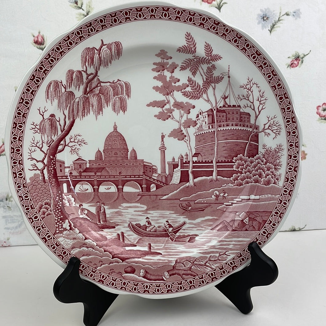 Spode Archive Collection Georgian Series 'Rome' Plate, Red/Cranberry and White Porcelain Collectible Plate