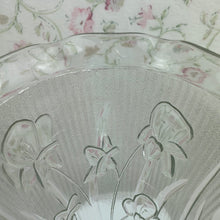 Load image into Gallery viewer, Vintage Jeannette Glass Iris and Herringbone Pattern Footed Flower Vase